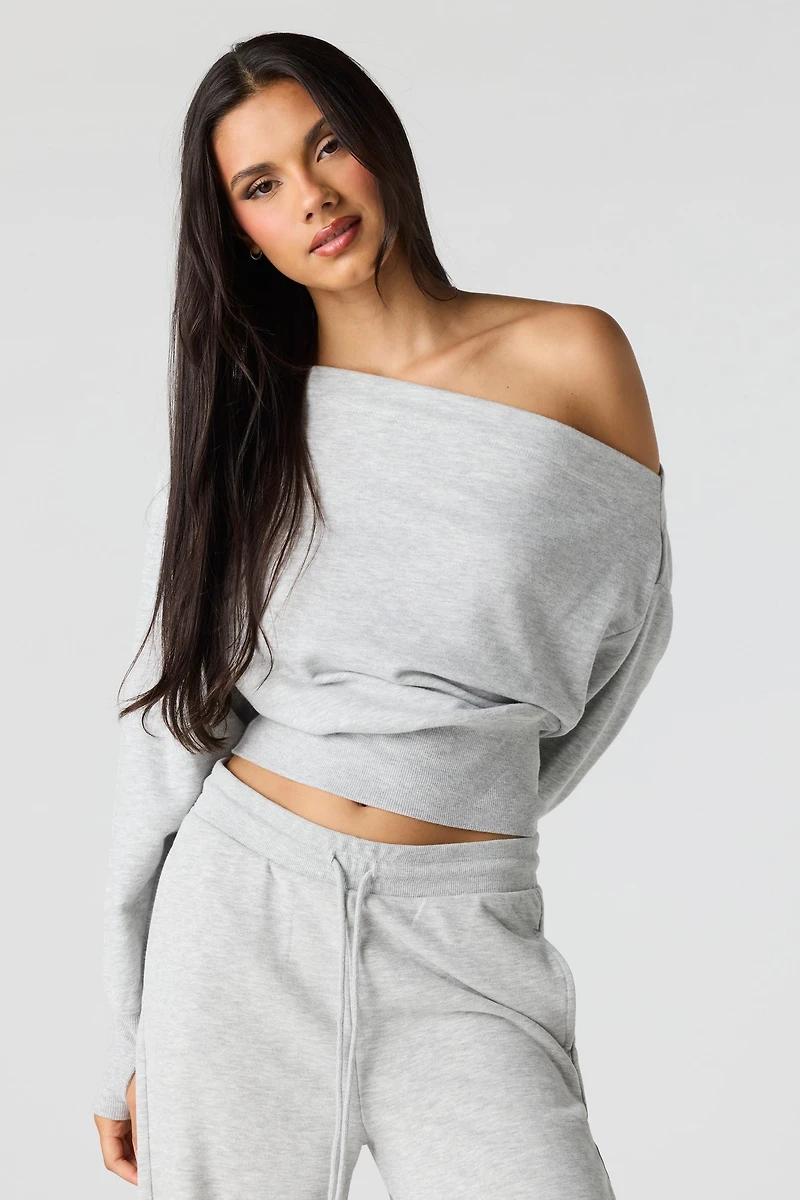 Luxe French Terry Off Shoulder Sweatshirt