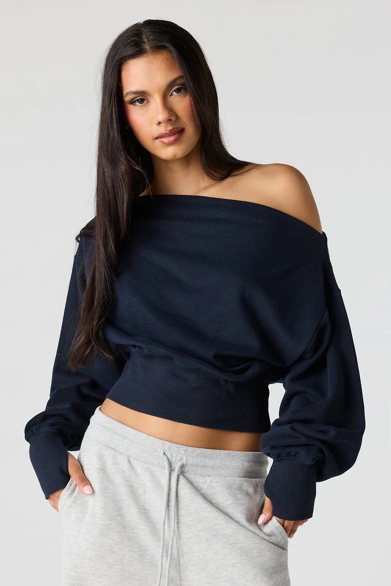 Luxe French Terry Off Shoulder Sweatshirt