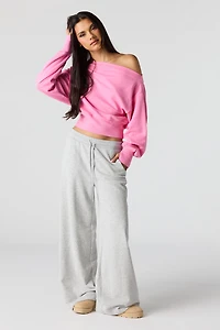 Luxe French Terry Off Shoulder Sweatshirt