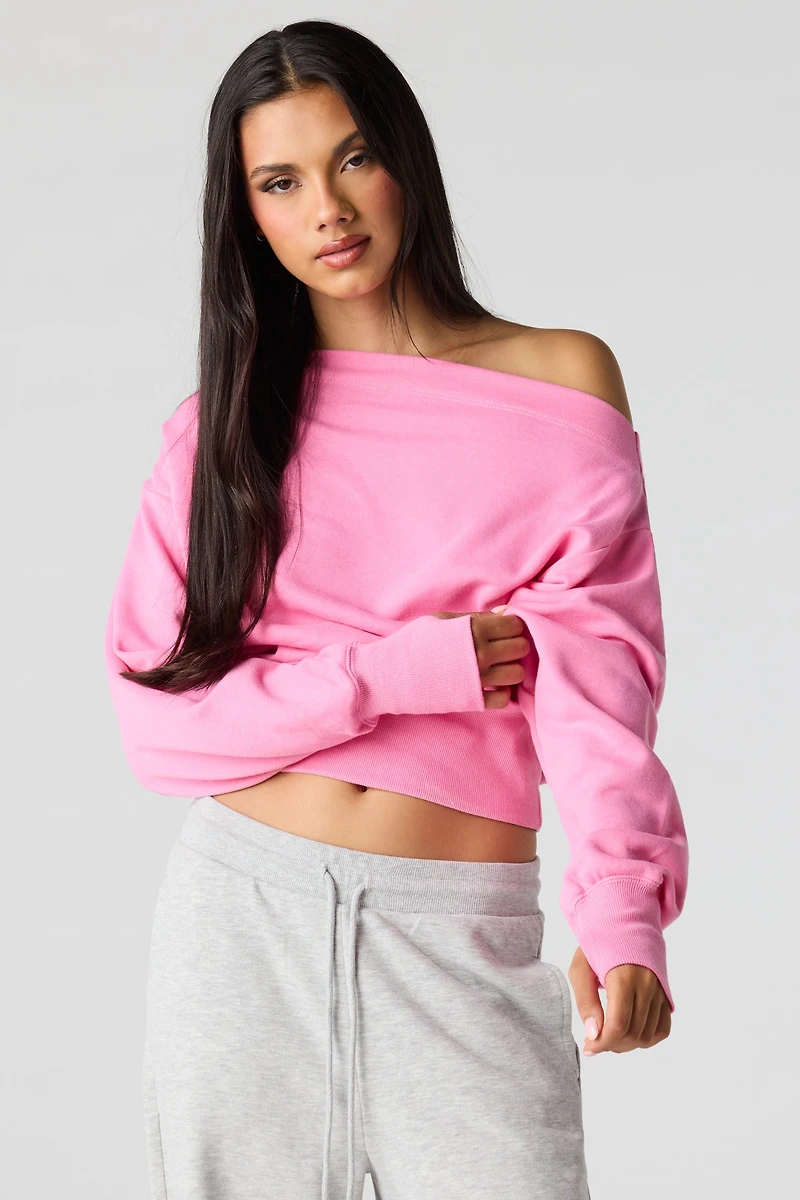 Luxe French Terry Off Shoulder Sweatshirt