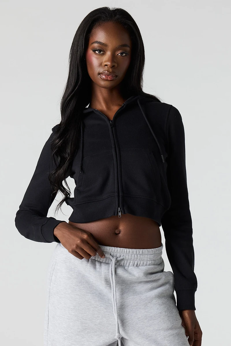 Luxe French Terry Zip Cropped Hoodie