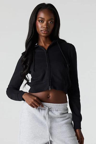 Luxe French Terry Zip Cropped Hoodie