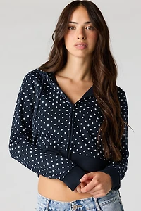 Luxe French Terry Polka Dot Zip Hoodie