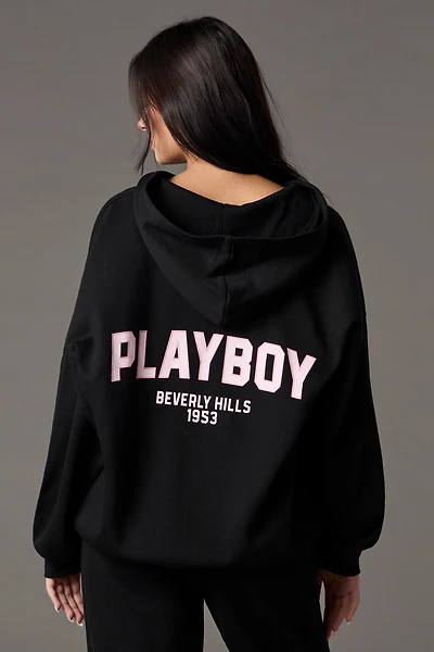 Playboy HD Print Fleece Oversized Zip-Up Hoodie