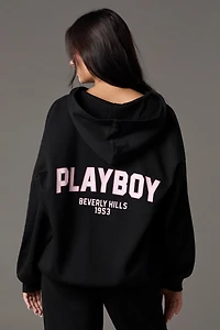 Playboy HD Print Fleece Oversized Zip-Up Hoodie