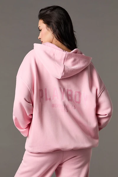 Playboy HD Print Fleece Oversized Zip-Up Hoodie