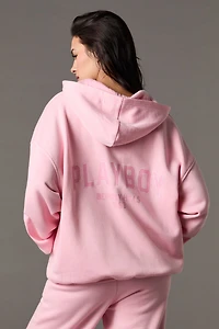Playboy HD Print Fleece Oversized Zip-Up Hoodie