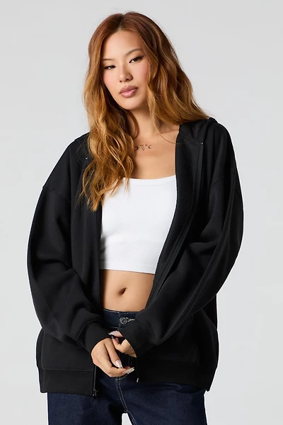 Oversized Zip-Up Fleece Hoodie