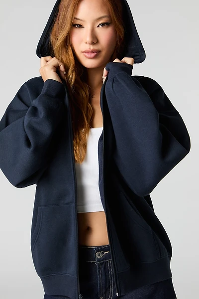 Oversized Zip-Up Fleece Hoodie