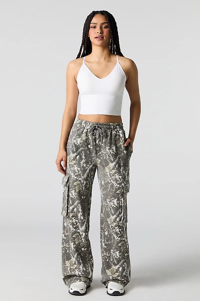 Pantalon d'entraînement cargo à jambe large en molleton