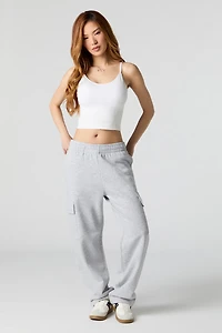Pantalon d'entraînement cargo à jambe large en molleton uni