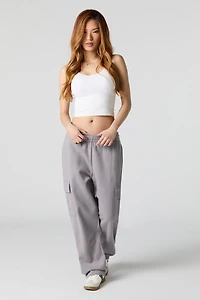 Pantalon d'entraînement cargo à jambe large en molleton uni