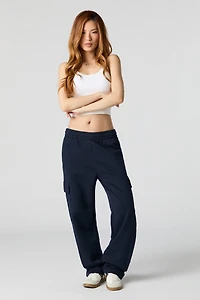 Pantalon d'entraînement cargo à jambe large en molleton uni