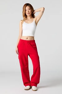 Pantalon d'entraînement cargo à jambe large en molleton uni