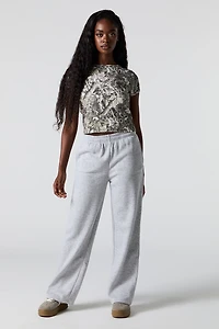 Pantalon en molleton à jambe large