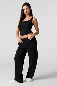 Fleece Wide Leg Cargo Sweatpant