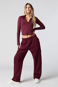 Pantalon cargo en molleton et jambe large