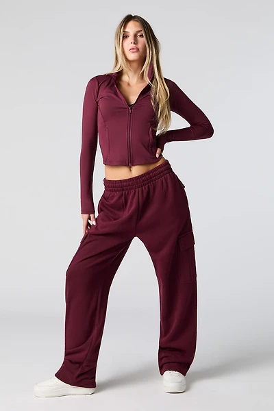 Fleece Wide Leg Cargo Sweatpant