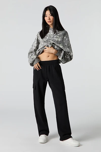 Fleece Wide Leg Cargo Jogger