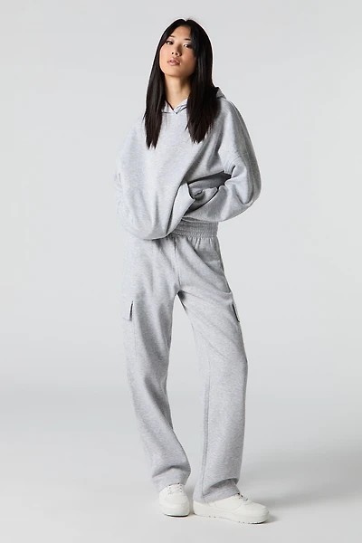 Fleece Wide Leg Cargo Jogger