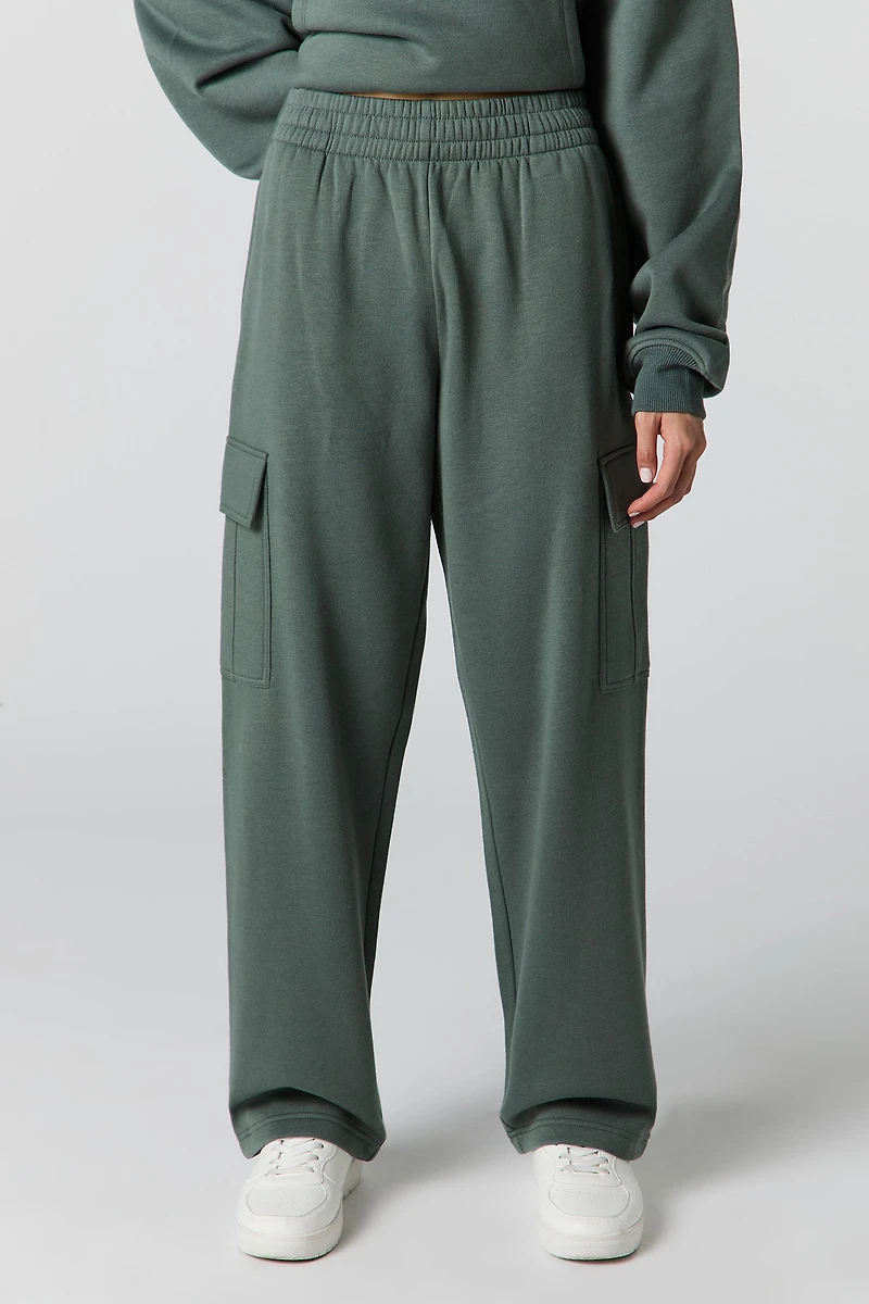 Jogger cargo en molleton à jambe large