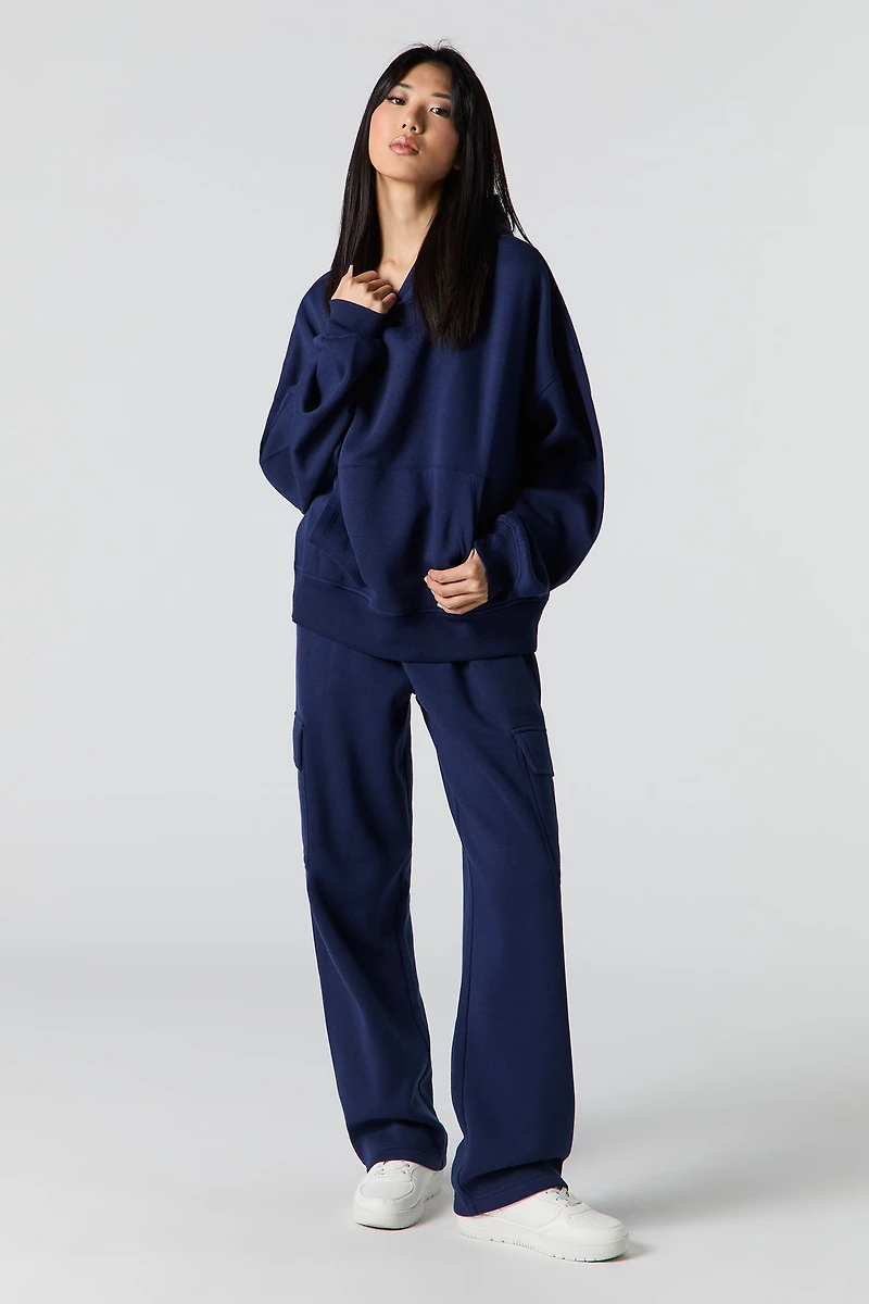 Fleece Wide Leg Cargo Jogger