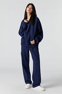 Fleece Wide Leg Cargo Jogger