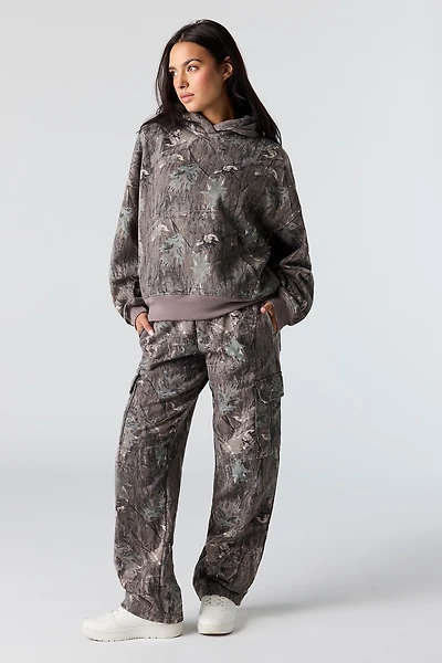 Fleece Wide Leg Cargo Jogger