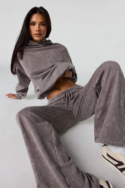 Luxe Fleece Washed Wide Leg Sweatpant