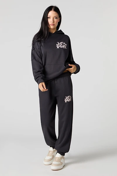 Just A Girl Puff Print Classic Fleece Jogger