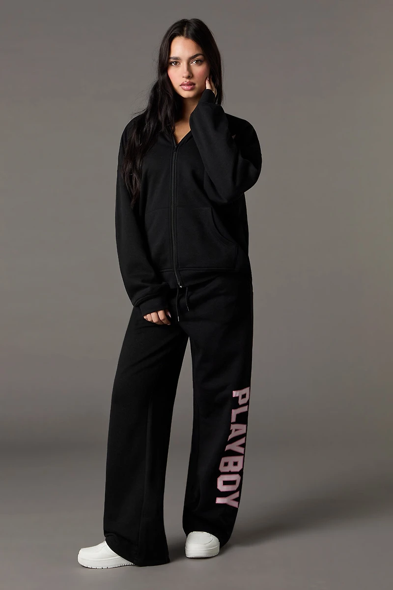 Playboy HD Print Fleece Wide Leg Sweatpant