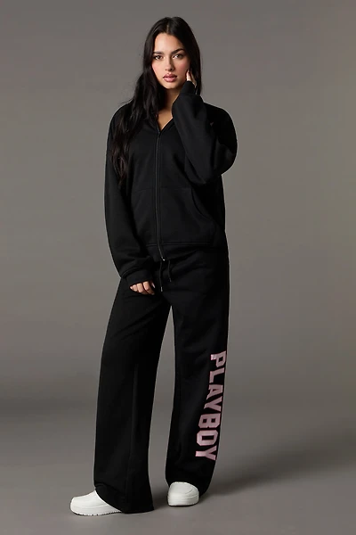 Playboy HD Print Fleece Wide Leg Sweatpant
