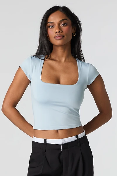 Contour Square Neck Cap Sleeve Crop Top