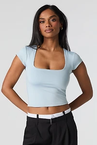 Contour Square Neck Cap Sleeve Crop Top