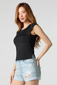 Contour Cap Sleeve Side Slit Top