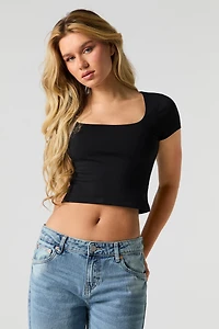 Cropped Square Neck T-Shirt