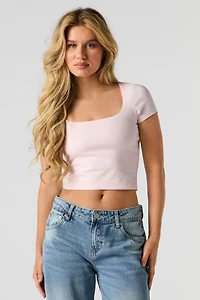 Cropped Square Neck T-Shirt