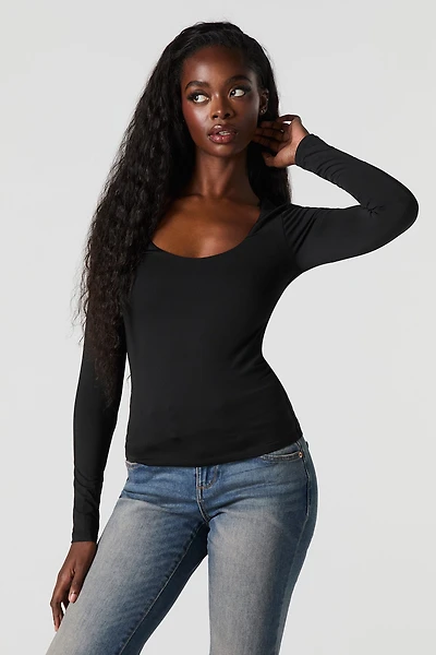 Contour Scoop Neck Long Sleeve Top