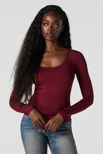 Contour Scoop Neck Long Sleeve Top