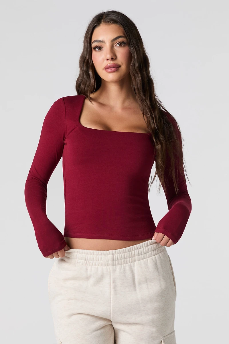 Square Neck Contour Long Sleeve Classic Top