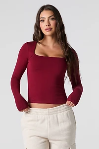 Square Neck Contour Long Sleeve Classic Top