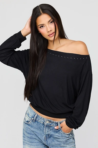 Studded Off Shoulder Top