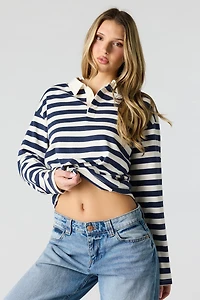 Luxe Heavy Cotton Striped Rugby Polo