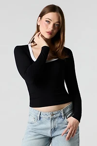 Seamless Ribbed Scoop Neck Top