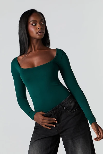 Seamless Square Neck Long Sleeve Top