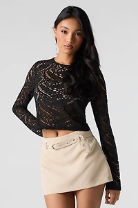 Crochet Open Knit Long Sleeve Top