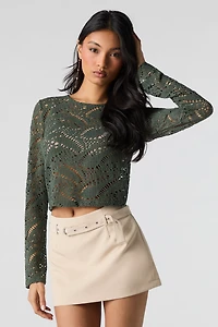 Crochet Open Knit Long Sleeve Top