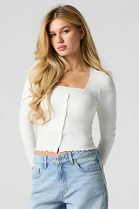 Button Front Long Sleeve Top & Cami 2 Piece Set