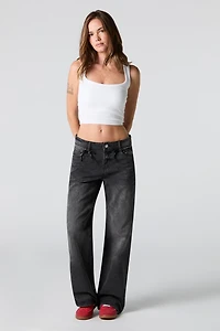 Low Rise Skater Washed Black Jean with Bows