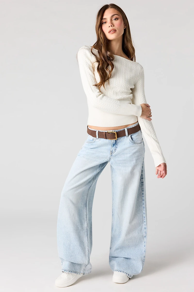 Jean super baggy London à taille basse avec ceinture